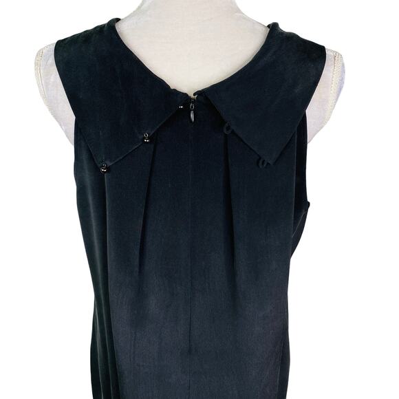 Adrienne Vittadini Silk Dress 12 Black Sleeveless Drape Neck - Picture 5 of 12